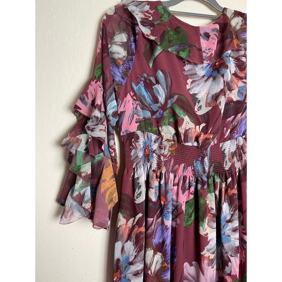 Soft Surronding Women's Floral Ruffle Layer Chiffon Cottage Fairy Maxi Dress SP - Picture 11 of 16